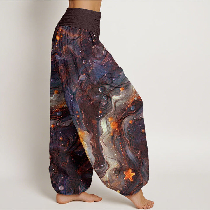 Buddha Stones Cotton Oceanic Golde Star Pattern Women's Elastic Waist Harem Pants - image 6