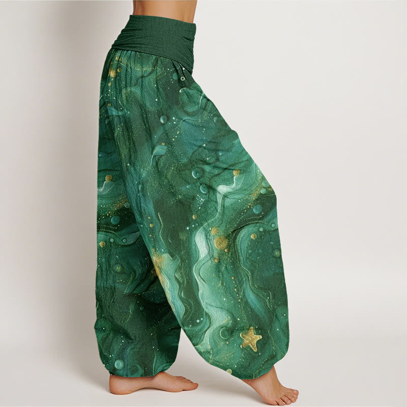 Buddha Stones Oceanic Golde Star Pattern Women's Elastic Waist Harem Pants - image 10