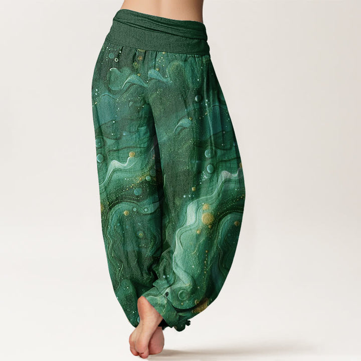 Buddha Stones Oceanic Golde Star Pattern Women's Elastic Waist Harem Pants - image 9