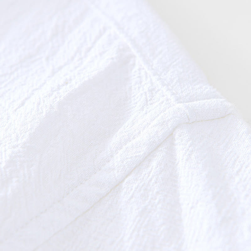 Buddha Stones Vintage Plain Simple Design Men's Short Sleeve Cotton Linen Shirt Clothing With Pockets - image 16