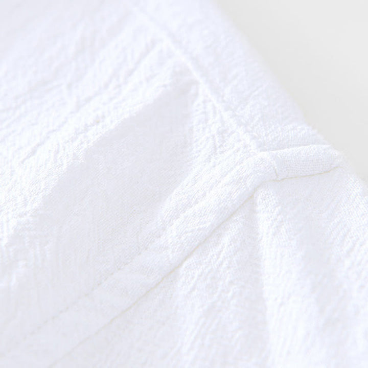 Buddha Stones Vintage Plain Simple Design Men's Short Sleeve Cotton Linen Shirt Clothing With Pockets - image 16