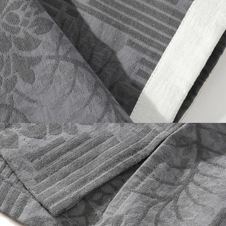 Buddha Stones Casual Summer Jacquard Floral Pattern Frog-Button Men's Stand Collar Contrasting Color Half Sleeve Cotton Cardigan Shirt - image 8