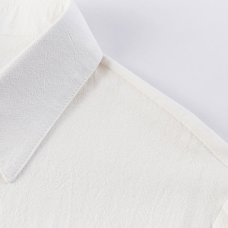 Buddha Stones Casual 2Pcs Pure Color Half Button Design Shirt Drawstring Pants Men's Cotton Meditation Cloth Set With Pockets - image 5