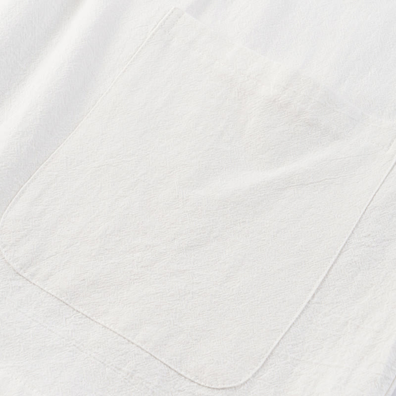 Buddha Stones Casual 2Pcs Pure Color Half Button Design Shirt Drawstring Pants Men's Cotton Linen Meditation Cloth Set With Pockets - image 4