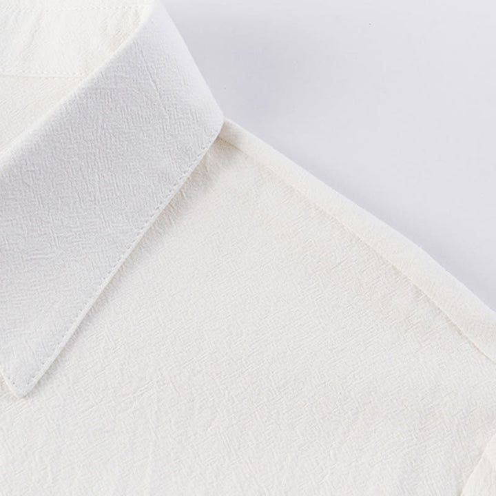 Buddha Stones Casual 2Pcs Pure Color Half Button Design Shirt Drawstring Pants Men's Cotton Linen Meditation Cloth Set With Pockets - image 5