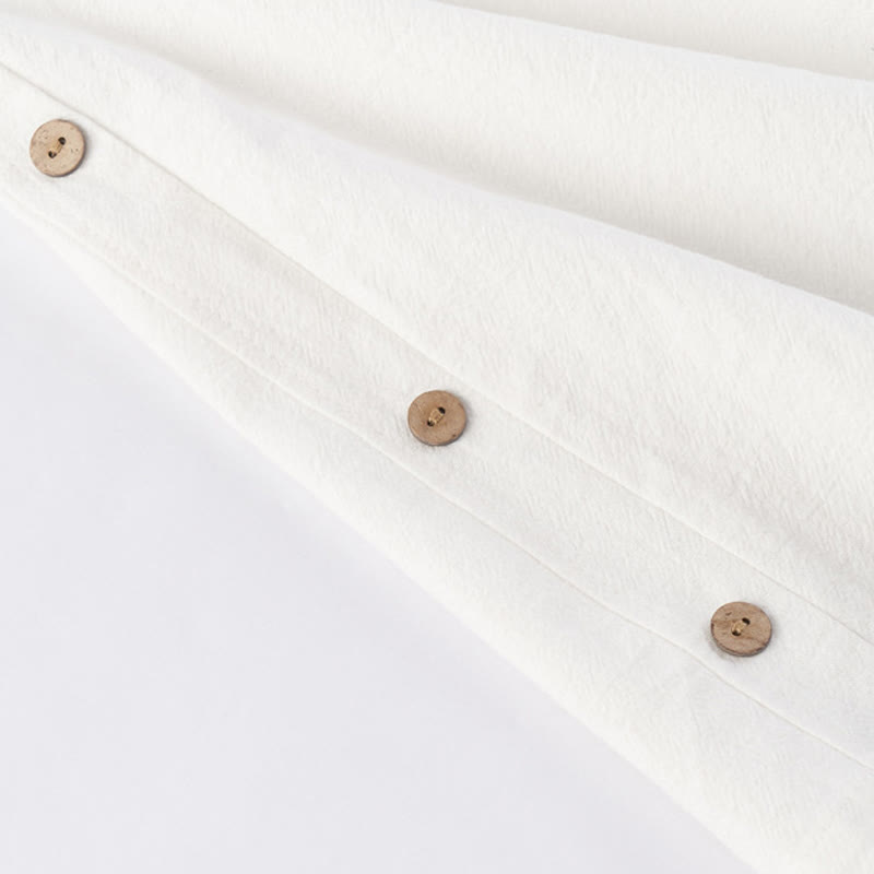 Buddha Stones Casual 2Pcs Pure Color Half Button Design Shirt Drawstring Pants Men's Cotton Linen Meditation Cloth Set With Pockets - image 6