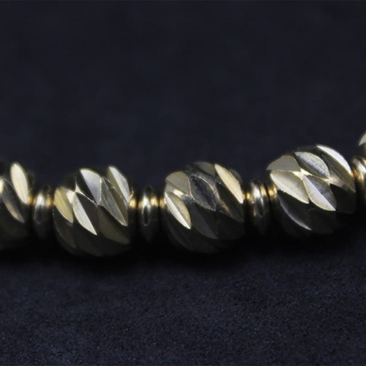 Buddha Stones Vintage Distressed Knife Carving Pattern Copper Brass Beads Wealth Bracelet