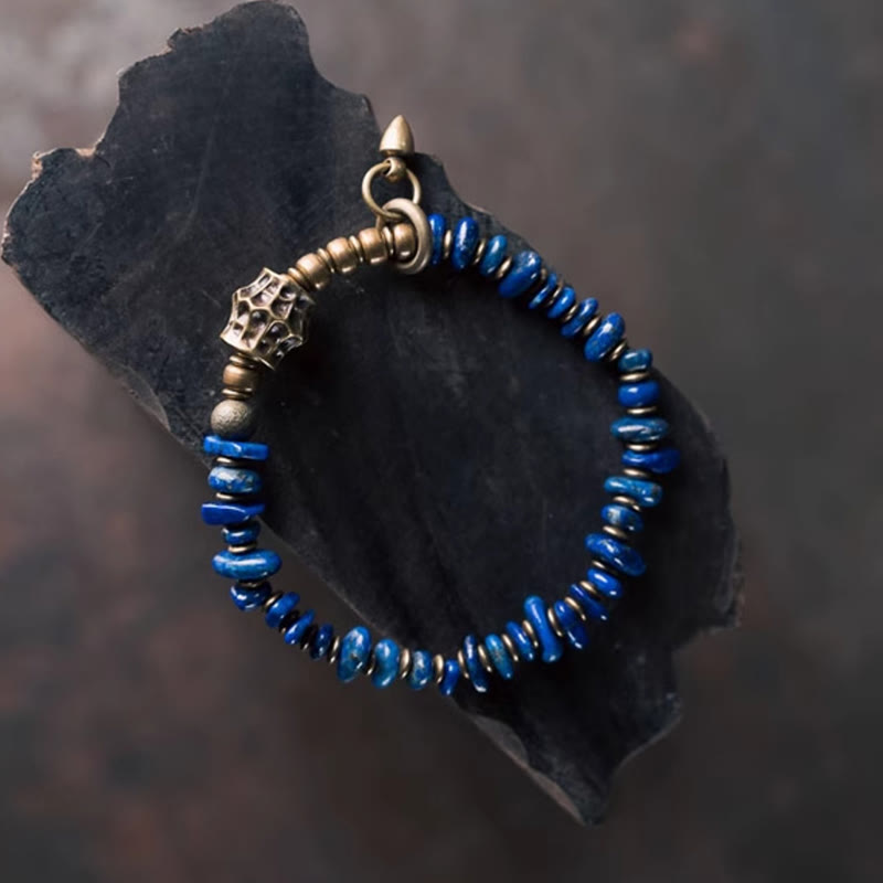 Buddha Stones Vintage Irregular Shape Design Lazurite Lapis Lazuli Positive Bracelet - image 1