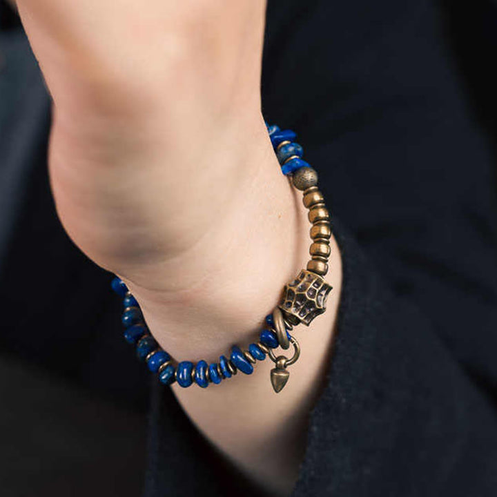 Buddha Stones Vintage Irregular Shape Design Lazurite Positive Bracelet
