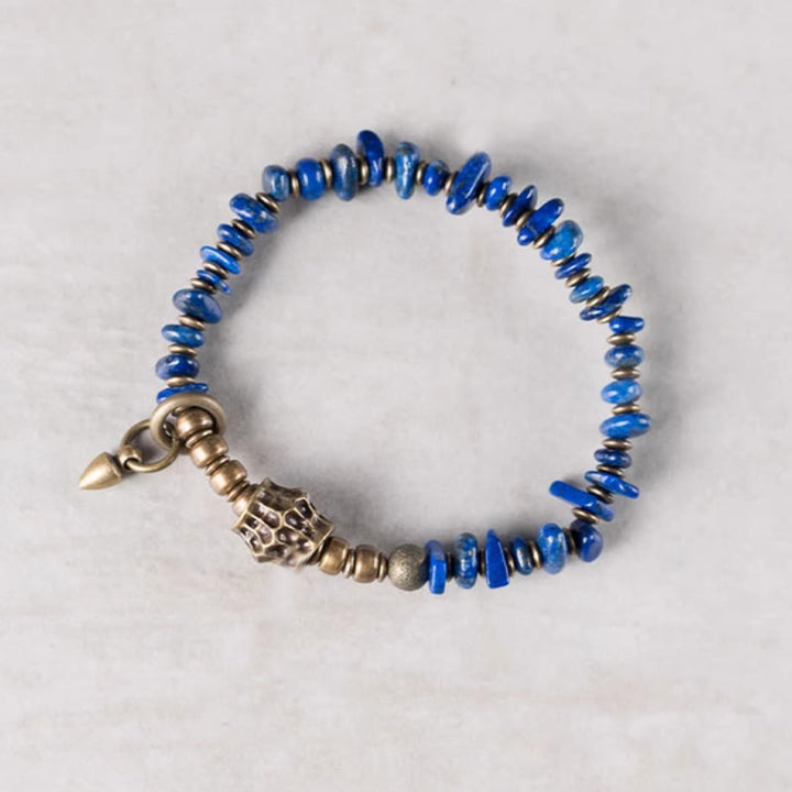 Buddha Stones Vintage Irregular Shape Design Lazurite Lapis Lazuli Positive Bracelet - image 3