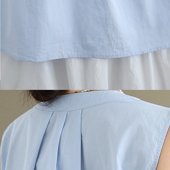 Buddha Stones Summer Solid Color Pleated Design Halter Neck Sleeveless Cotton Linen Women's Vest - image 10