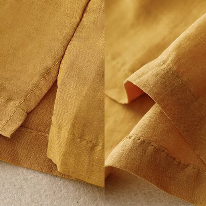 Buddha Stones Casual Pure Color Embroidery Patchwork Design Sleeveless Crew Neck Women's Cotton Linen Vest - image 5