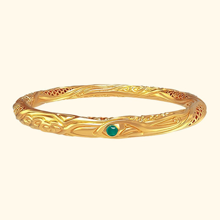 Buddha Stones 999 Sterling Silver Golden Flower Hollow Design Blessing Bracelet Bangle - image 8