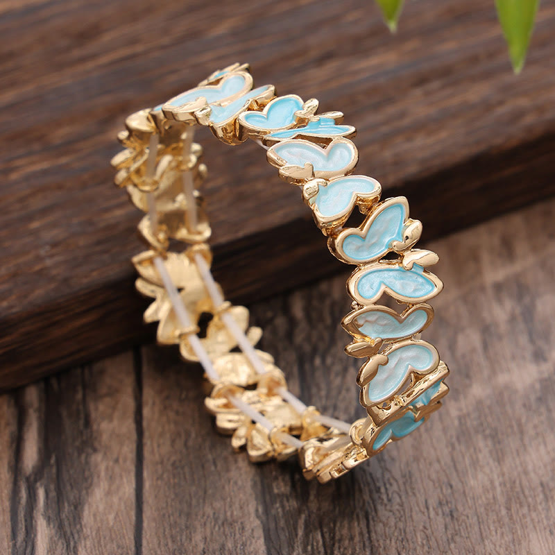 Buddha Stones Colorful Butterfly Freedom Alloy Elastic Bracelet Bangle - Blue Butterfly 60mm - image 8