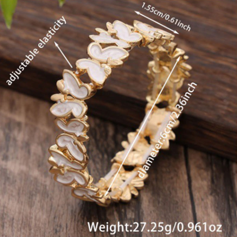 Buddha Stones Colorful Butterfly Freedom Alloy Elastic Bracelet Bangle - image 7