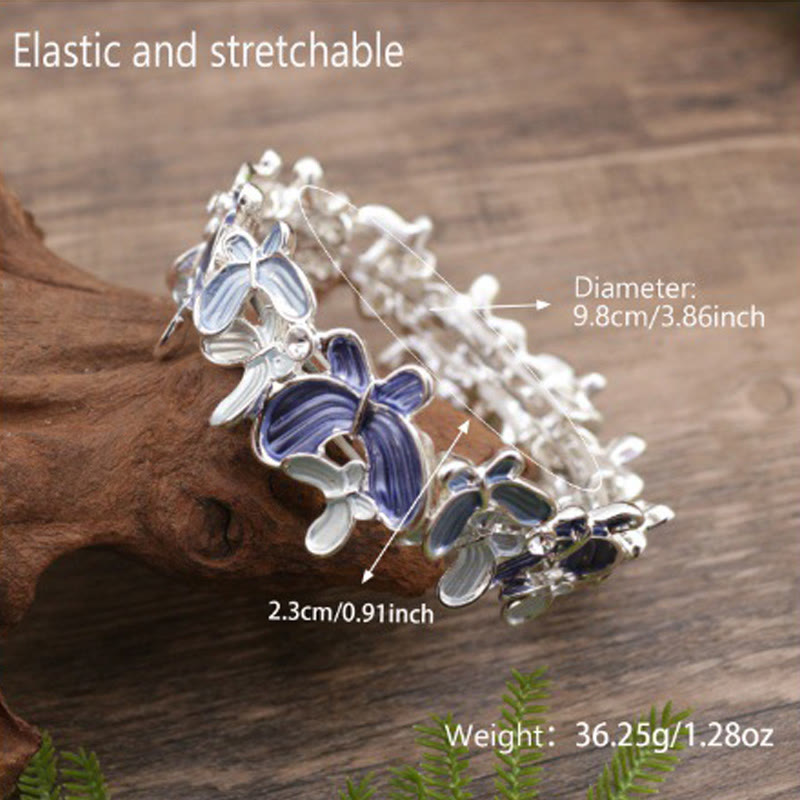 Buddha Stones Colorful Butterfly Love Alloy Elastic Bracelet Bangle - image 7