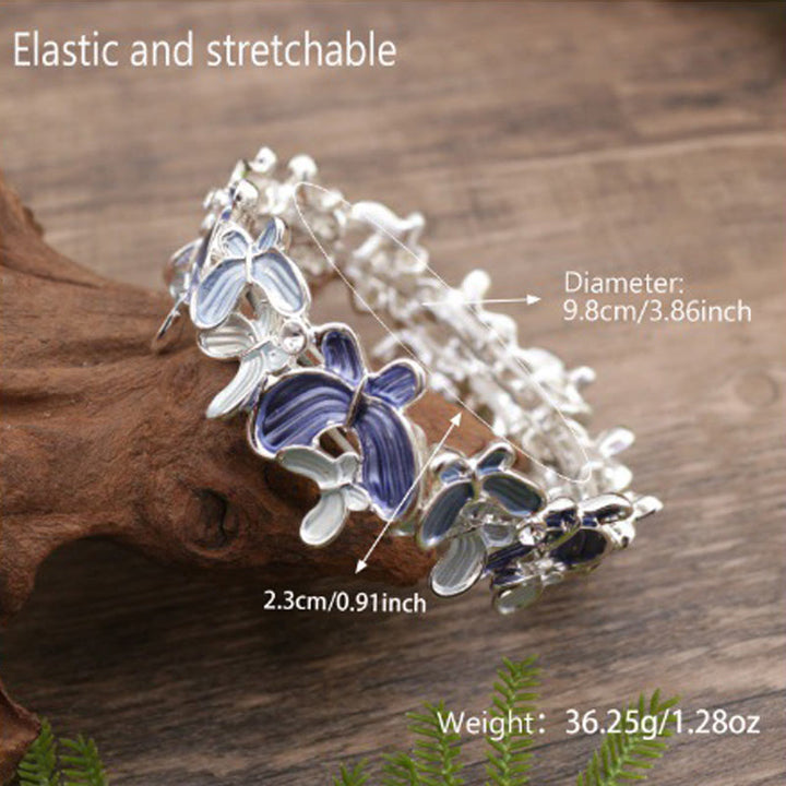 Buddha Stones Colorful Butterfly Love Alloy Elastic Bracelet Bangle - image 7