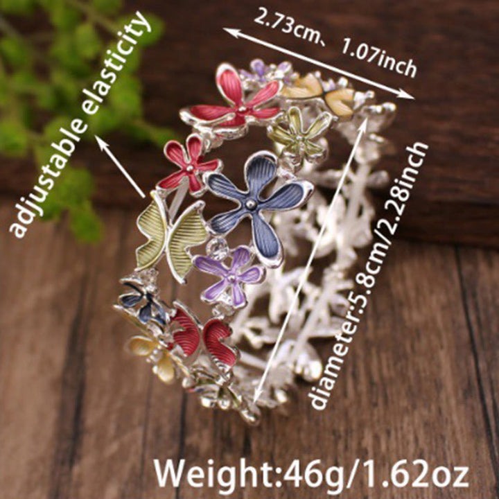 Buddha Stones Colorful Butterfly Flowers Love Alloy Elastic Bracelet Bangle - image 6