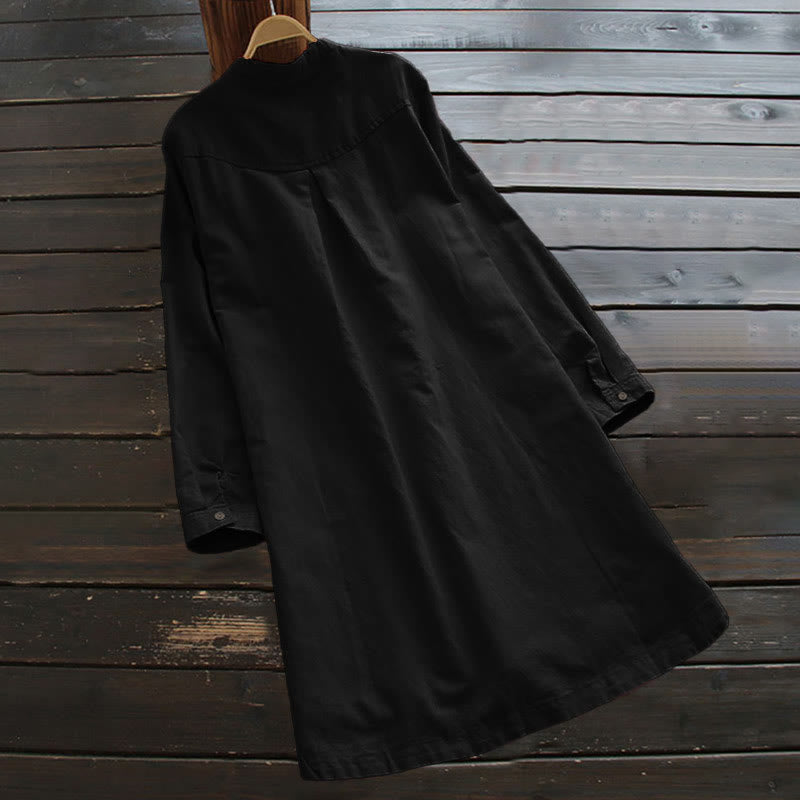 Buddha Stones Solid Buttons Long Sleeve Women's Shirt With Pockets - image 12