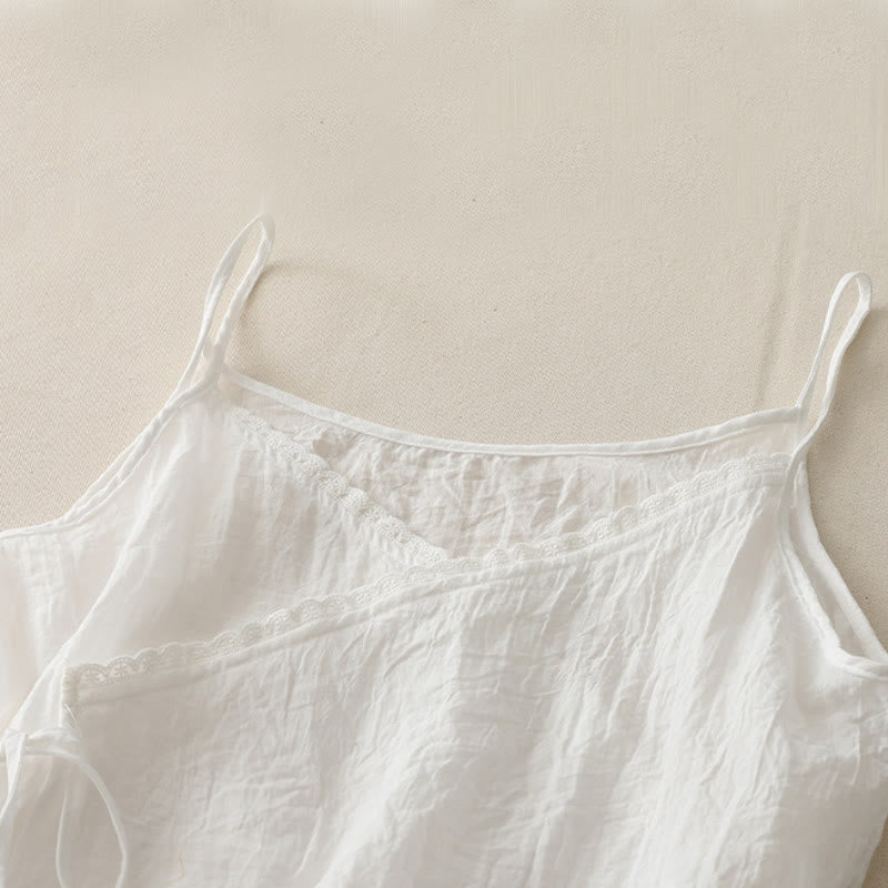 Buddha Stones Vintage Side Lace-up Splicing Lace V-neck Sleeveless Women's  Vest - image 7