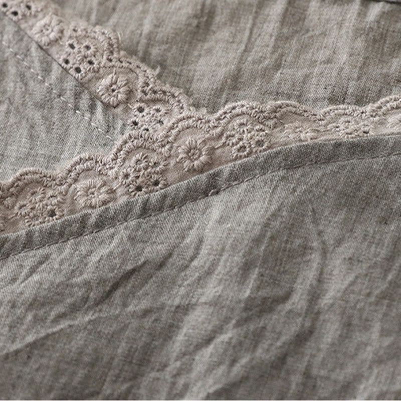 Buddha Stones Vintage Side Lace-up Splicing Lace V-neck Sleeveless Women's  Vest - image 11