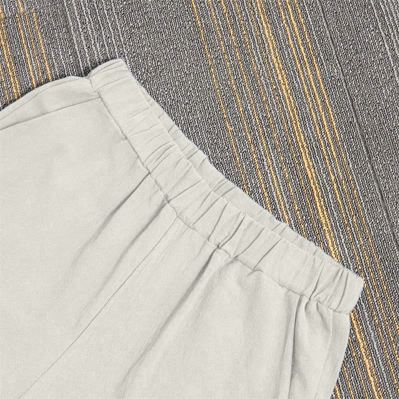 Buddha Stones Casual Pure Color Hollow Button Cuff Design Women's Cotton Linen Pants With Pockets - image 27