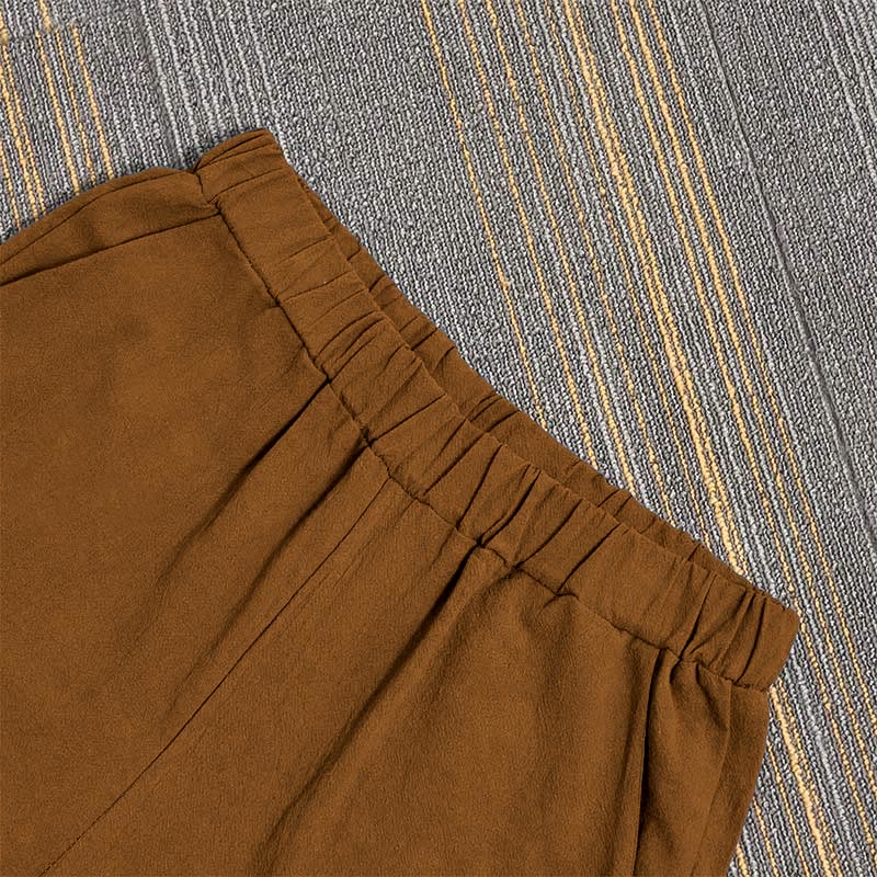 Buddha Stones Casual Pure Color Hollow Button Cuff Design Women's Cotton Linen Pants With Pockets - image 29