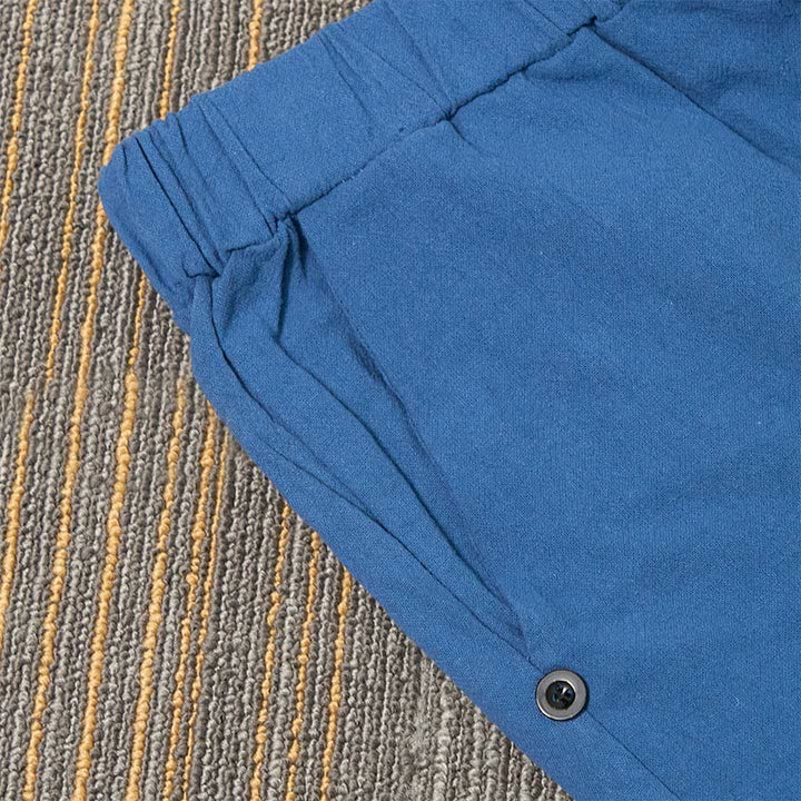 Buddha Stones Casual Pure Color Hollow Button Cuff Design Women's Cotton Linen Pants With Pockets - image 45