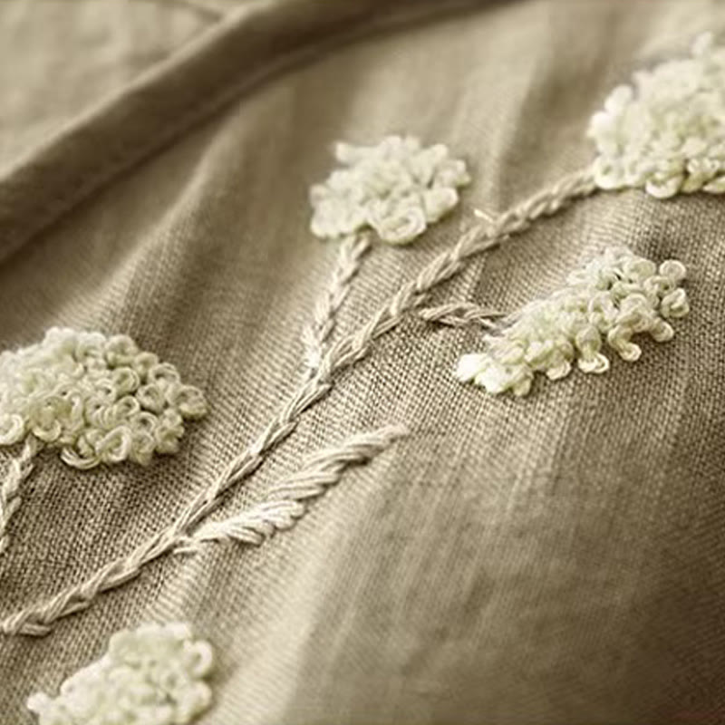 Buddha Stones Ethnic Embroidery Asymmetrical Design Women's Cotton Linen Sleeveless Vest - image 4