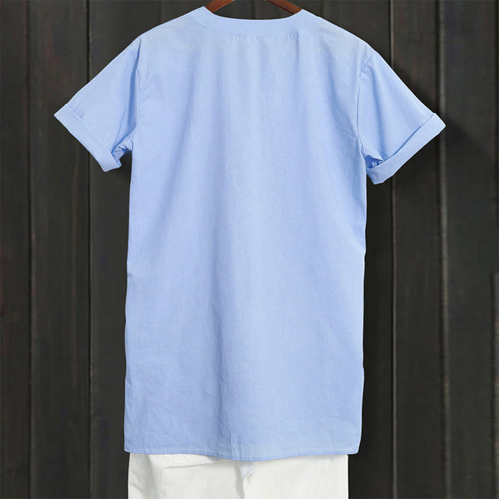 Buddha Stones Casual Plain Button Notched Collar Women's Short Sleeve Shirt - image 6