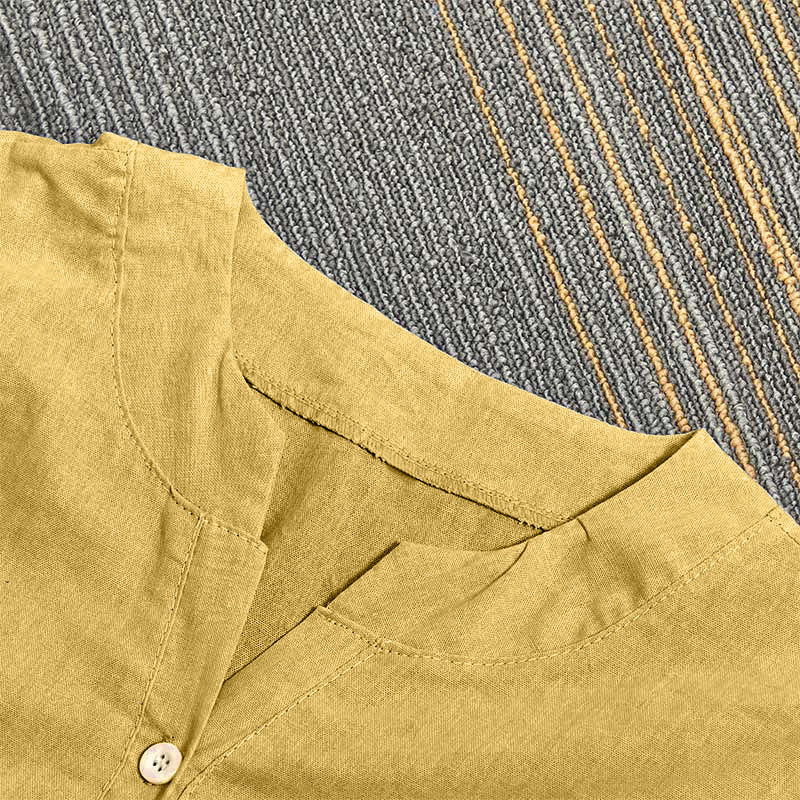 Buddha Stones Casual Plain Button Notched Collar Women's Short Sleeve Shirt - image 12