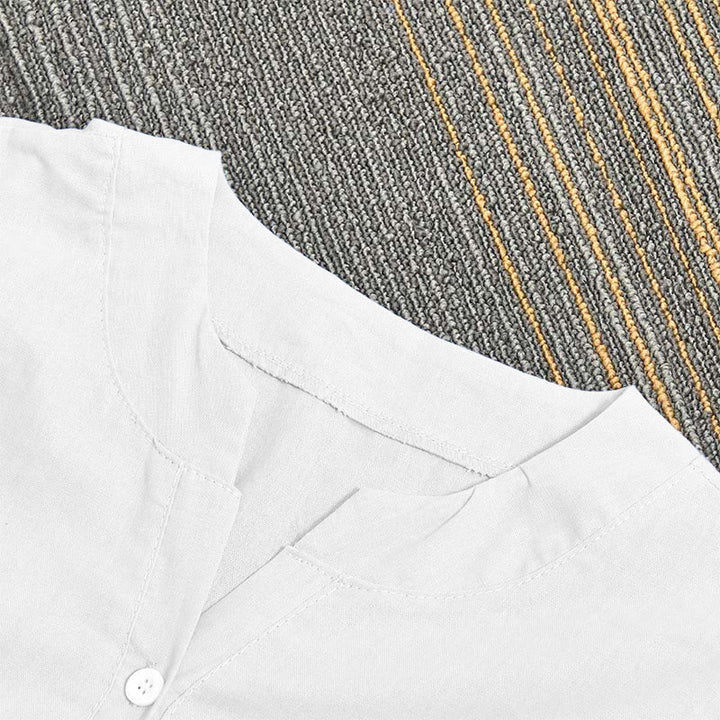 Buddha Stones Casual Plain Button Notched Collar Women's Short Sleeve Shirt - image 19