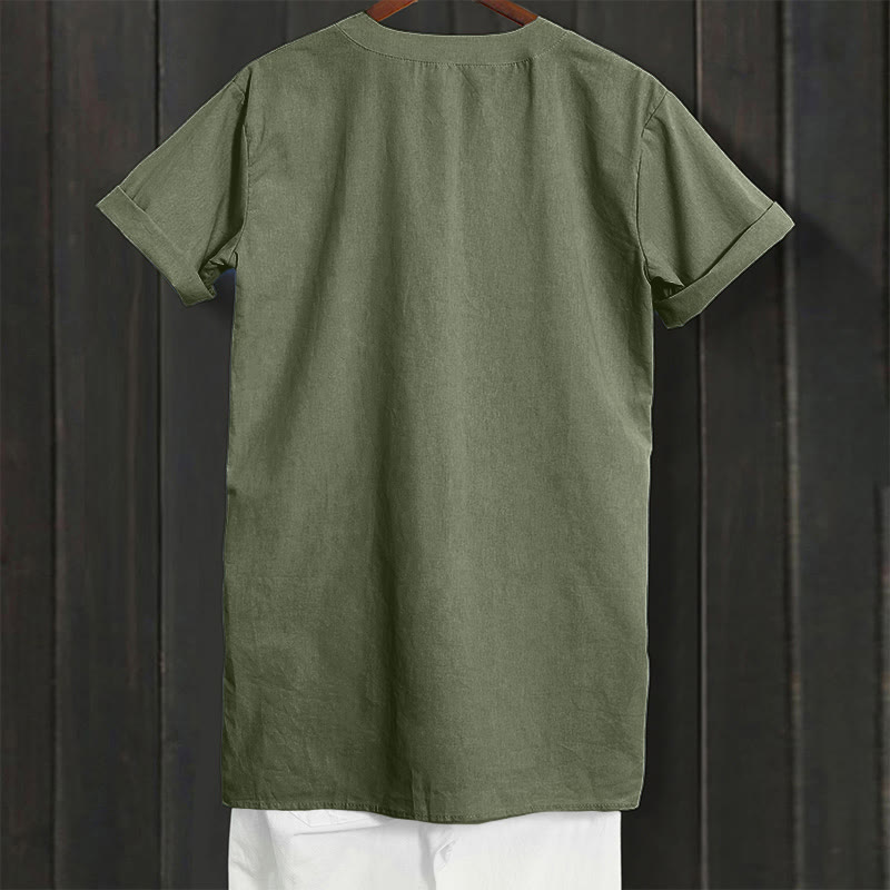 Buddha Stones Casual Plain Button Notched Collar Women's Short Sleeve Shirt - image 36