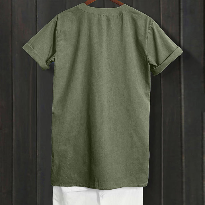 Buddha Stones Casual Plain Button Notched Collar Women's Short Sleeve Shirt - image 36