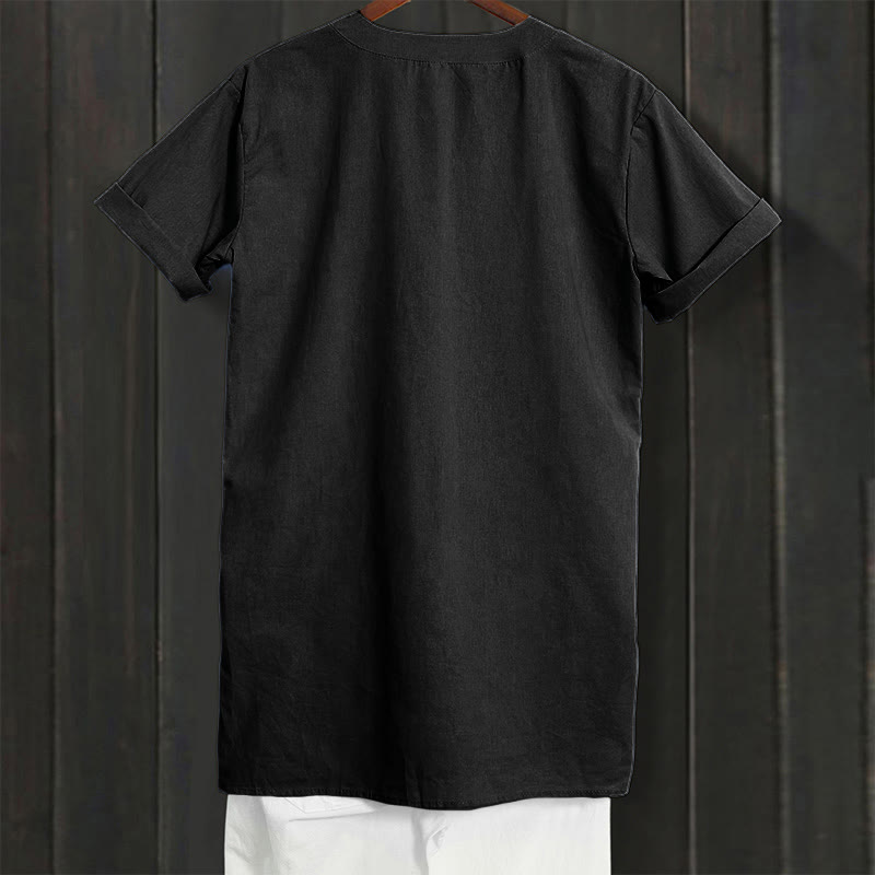 Buddha Stones Casual Plain Button Notched Collar Women's Short Sleeve Shirt - image 52
