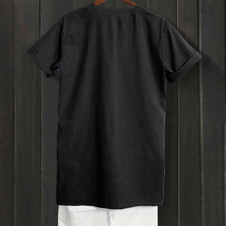 Buddha Stones Casual Plain Button Notched Collar Women's Short Sleeve Shirt - image 52
