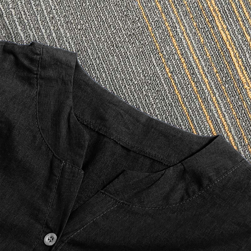 Buddha Stones Casual Plain Button Notched Collar Women's Short Sleeve Shirt - image 51