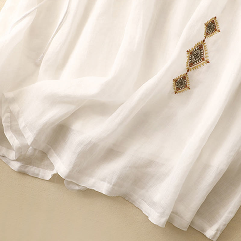 Buddha Stones Ethnic Vintage Embroidery Button Design Women's 7-8 Length Skirt - image 7