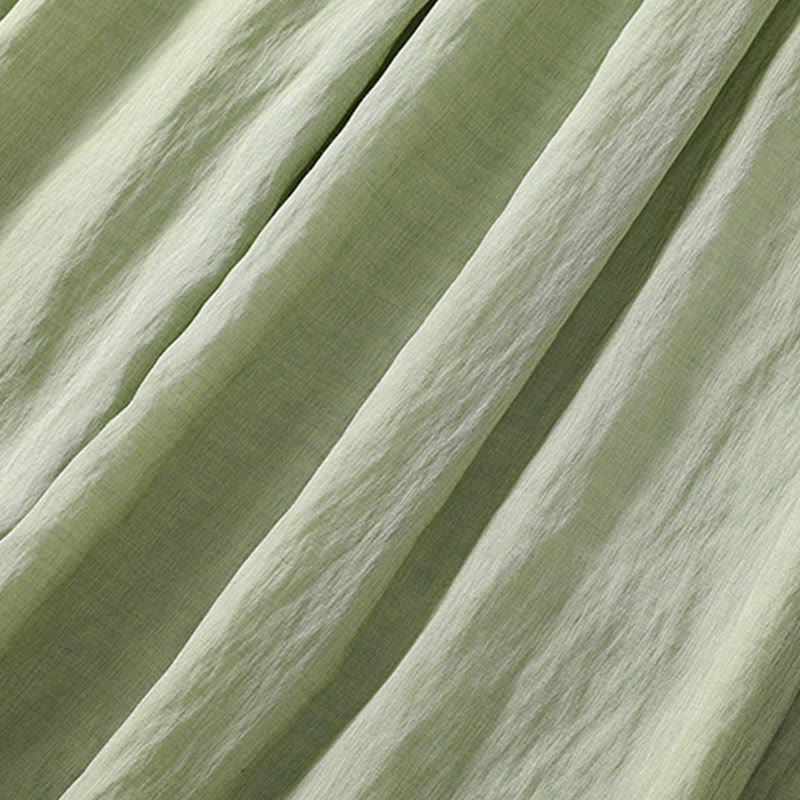 Buddha Stones Casual Contrasting Color Pleated Lace-Up Design Women's Cotton Linen 7-8 Length Skirt - image 30