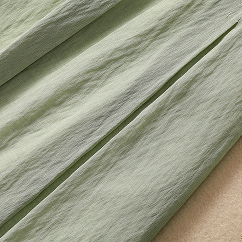 Buddha Stones Casual Contrasting Color Pleated Lace-Up Design Women's Cotton Linen 7-8 Length Skirt - image 31