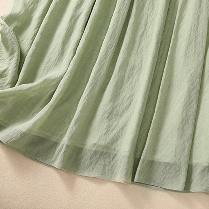Buddha Stones Casual Contrasting Color Pleated Lace-Up Design Women's 7-8 Length Skirt - image 32