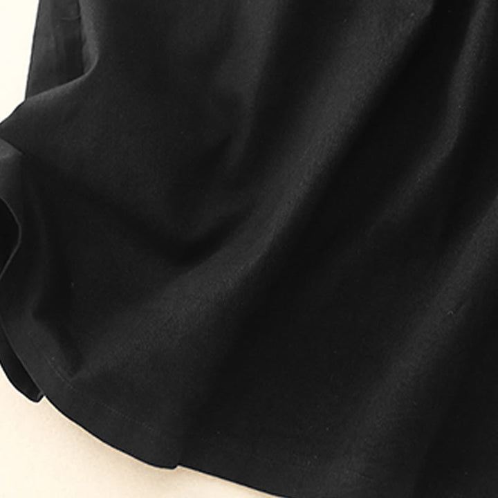 Buddha Stones Vintage Plain Drawstring Button Design Slide Slite Women's Cotton Linen 7-8 Length Skirt With Pockets - image 10