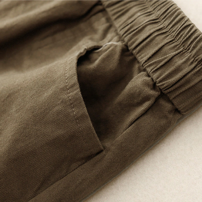 Buddha Stones Vintage Plain Drawstring Button Design Slide Slite Women's Cotton Linen 7-8 Length Skirt With Pockets - image 2