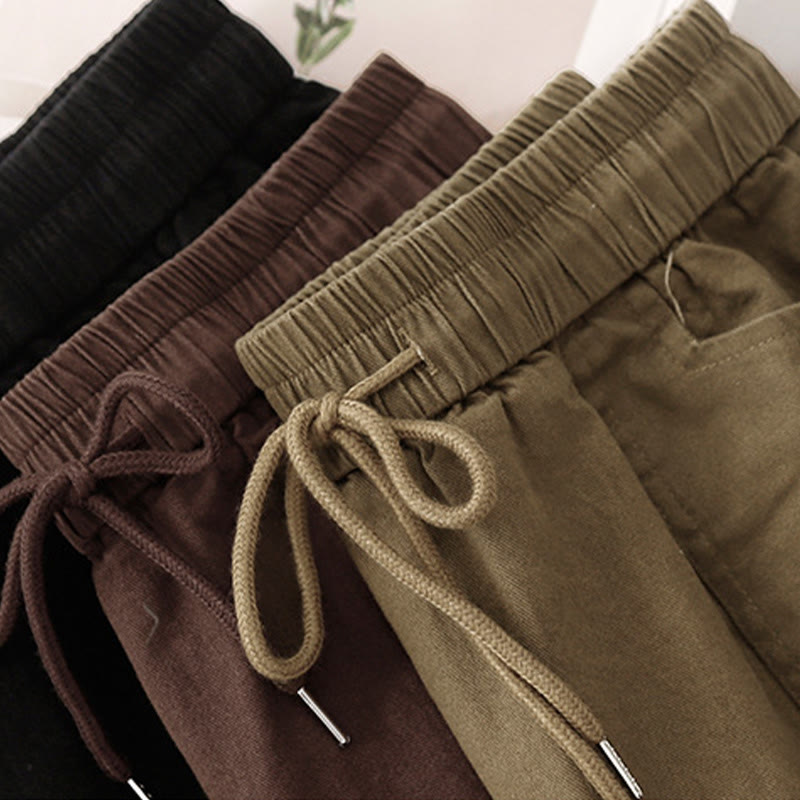 Buddha Stones Vintage Plain Drawstring Button Design Slide Slite Women's Cotton Linen 7-8 Length Skirt With Pockets - image 17