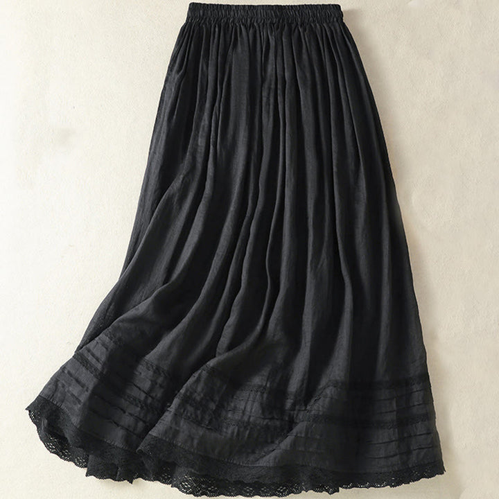 Buddha Stones Summer Plain Drawstring Lace Patchwork Design Women's 7-8 Length Skirt - image 19