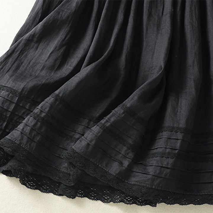Buddha Stones Summer Plain Drawstring Lace Patchwork Design Women's 7-8 Length Skirt - image 25