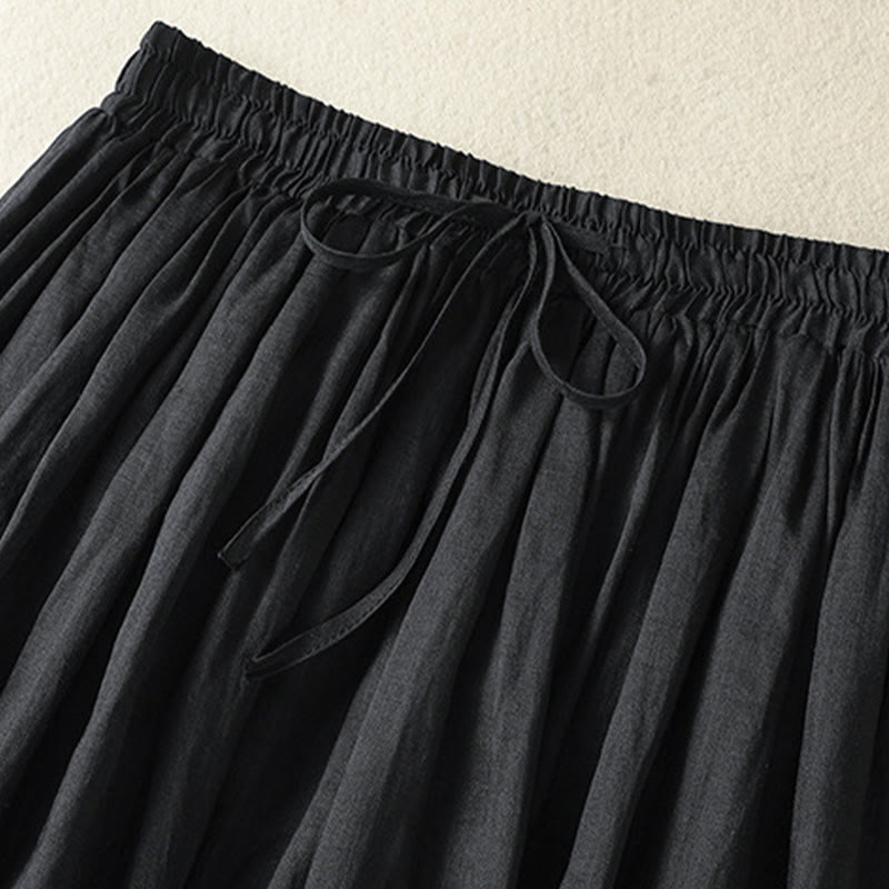 Buddha Stones Summer Plain Drawstring Lace Patchwork Design Women's 7-8 Length Skirt - image 21