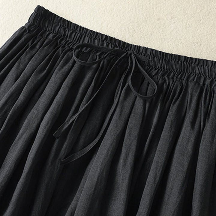 Buddha Stones Summer Plain Drawstring Lace Patchwork Design Women's 7-8 Length Skirt - image 21