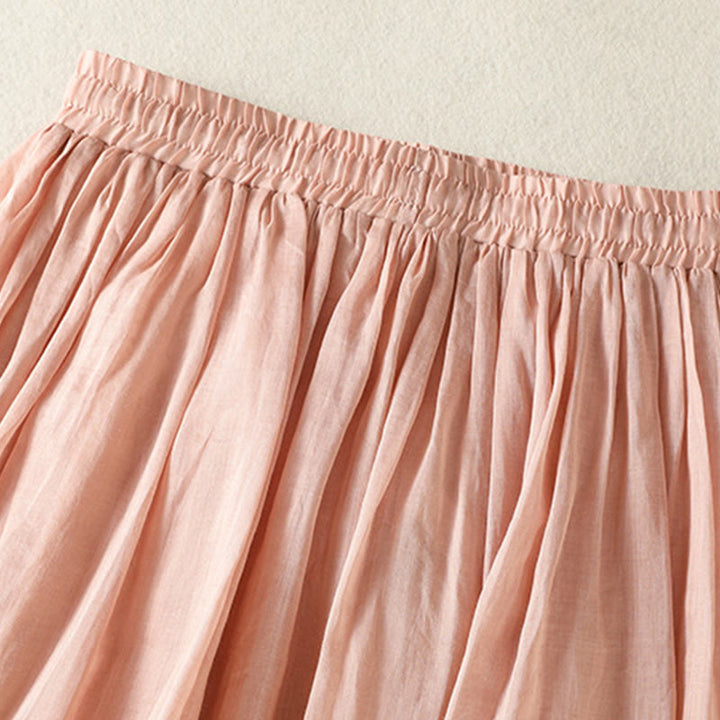 Buddha Stones Summer Plain Drawstring Lace Patchwork Design Women's 7-8 Length Skirt - image 5
