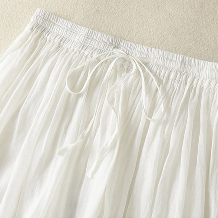 Buddha Stones Summer Plain Drawstring Lace Patchwork Design Women's 7-8 Length Skirt - image 11